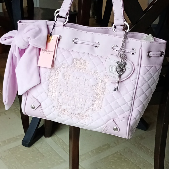 Juicy Couture Handbags - Juicy Couture Light Lavender Quilted Daydreamer with Bow & Heart Key Charm